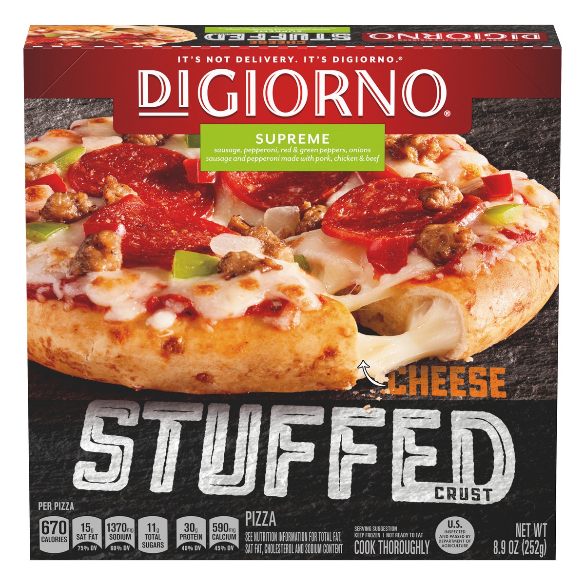 slide 1 of 10, DiGiorno Cheese Stuffed Crust Supreme Pizza 8.9 oz, 8.9 oz