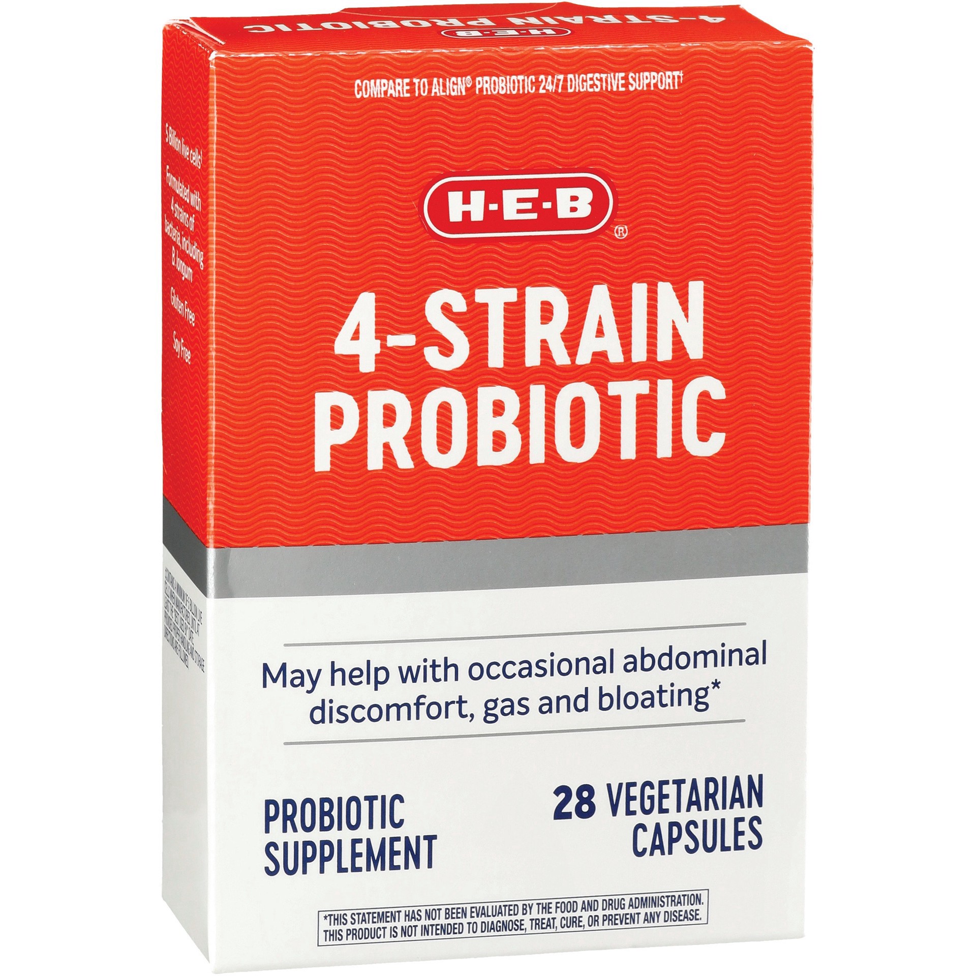 slide 1 of 1, H-E-B 4-Strain Probiotic Capsules, 28 ct
