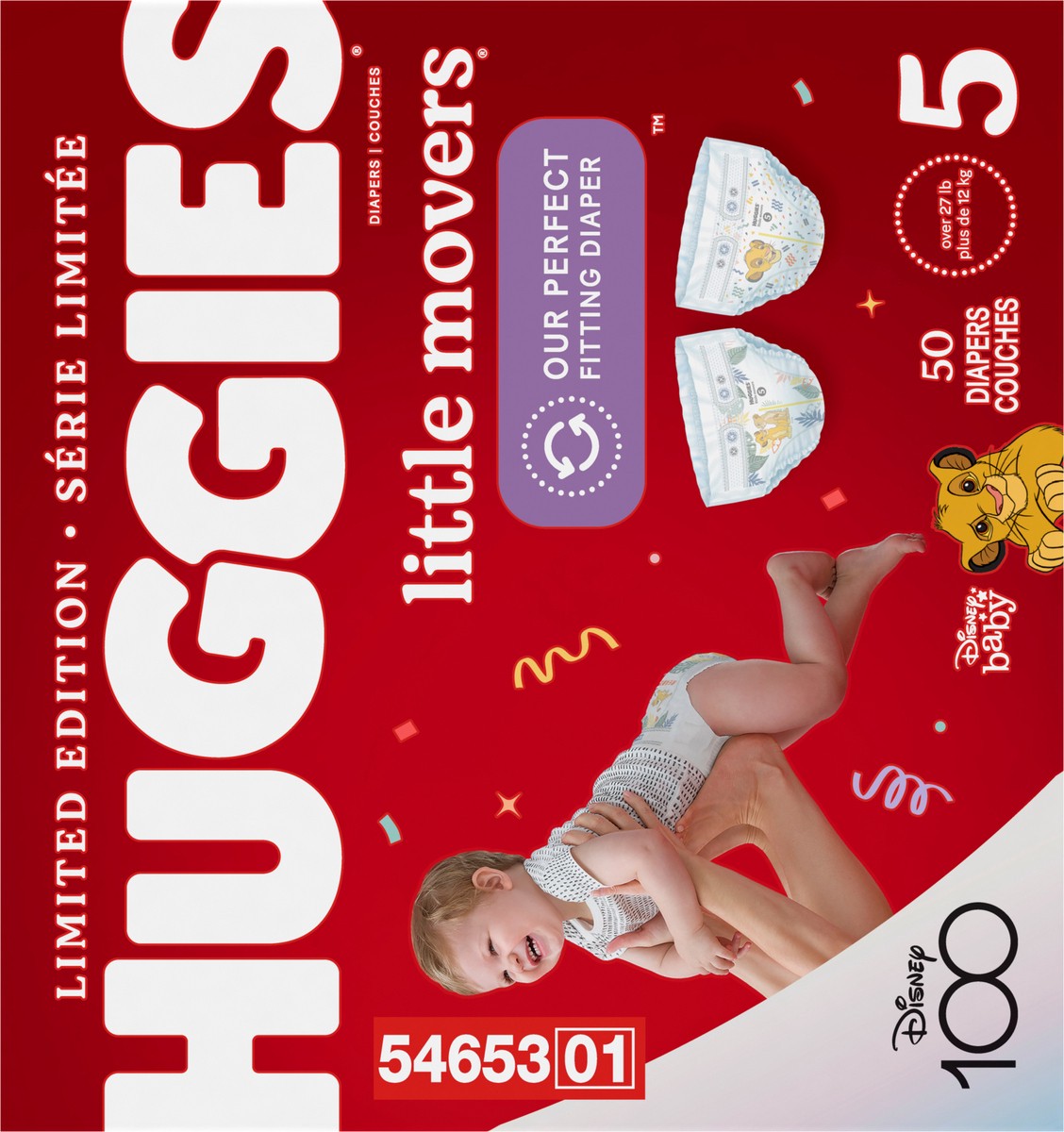 slide 2 of 9, Huggies Little Movers Baby Diapers, Size 5 (27+ lbs), 50 Ct, 50 ct
