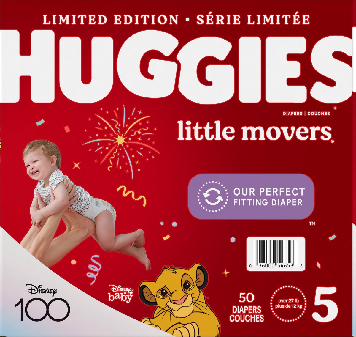 slide 5 of 9, Huggies Little Movers Baby Diapers, Size 5 (27+ lbs), 50 Ct, 50 ct