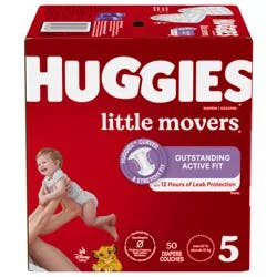 Huggies Little Movers Baby Diapers, Size 5 (27+ lbs), 50 Ct