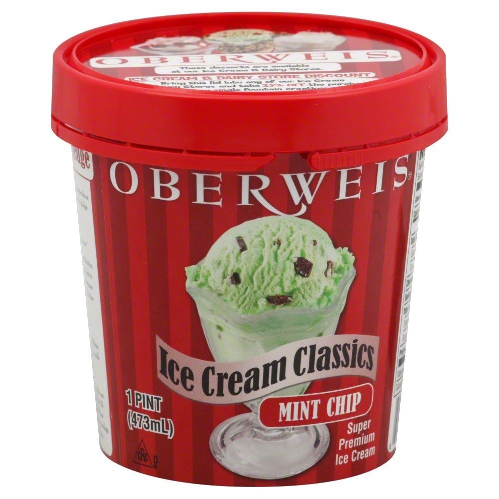 slide 1 of 1, Oberweis Mint Chocolate Chip Ice Cream, 16 fl oz