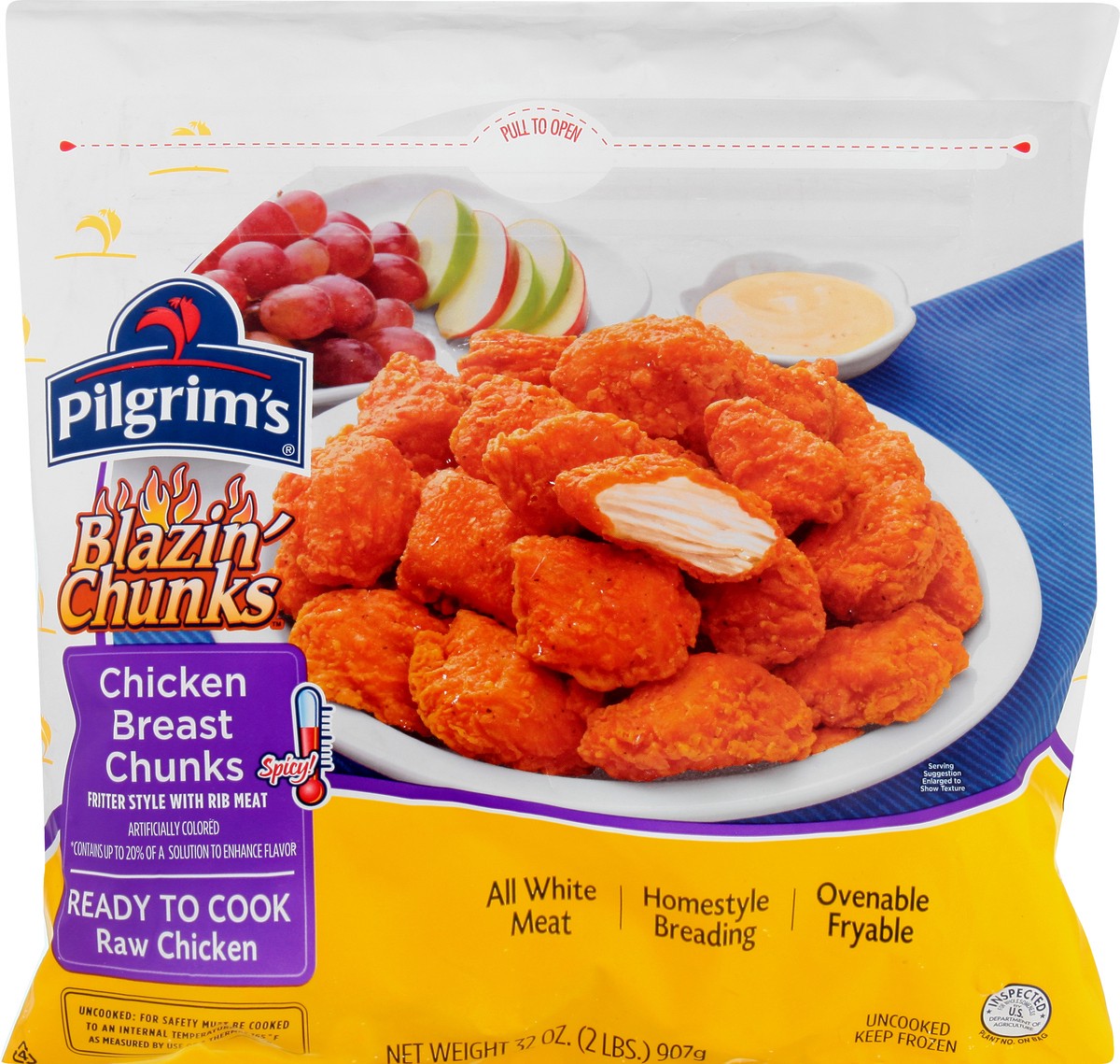 slide 2 of 12, Pilgrim's Blazin Chunks Chicken Breast Chunks 32 oz, 2 lb