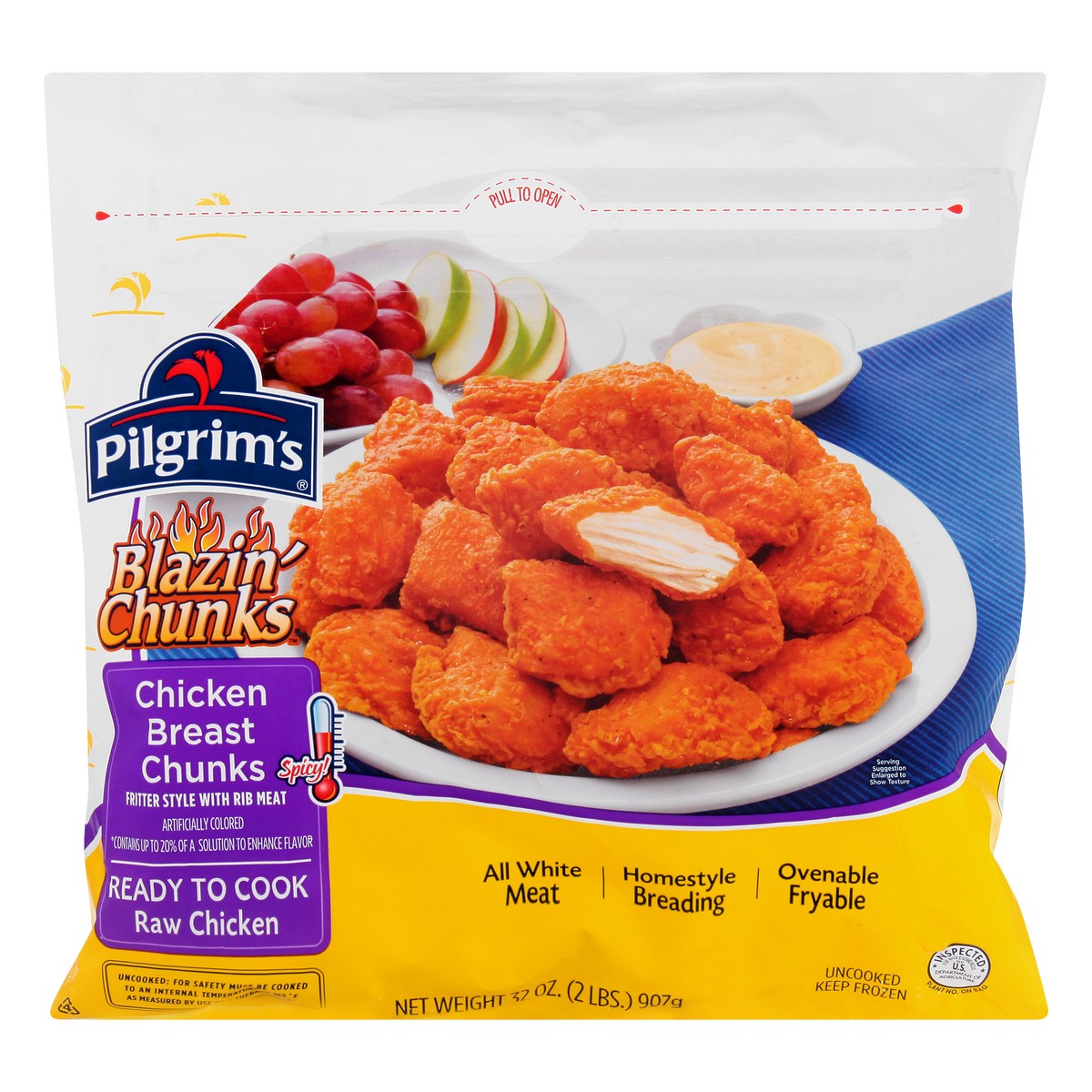 slide 1 of 12, Pilgrim's Blazin Chunks Chicken Breast Chunks 32 oz, 2 lb