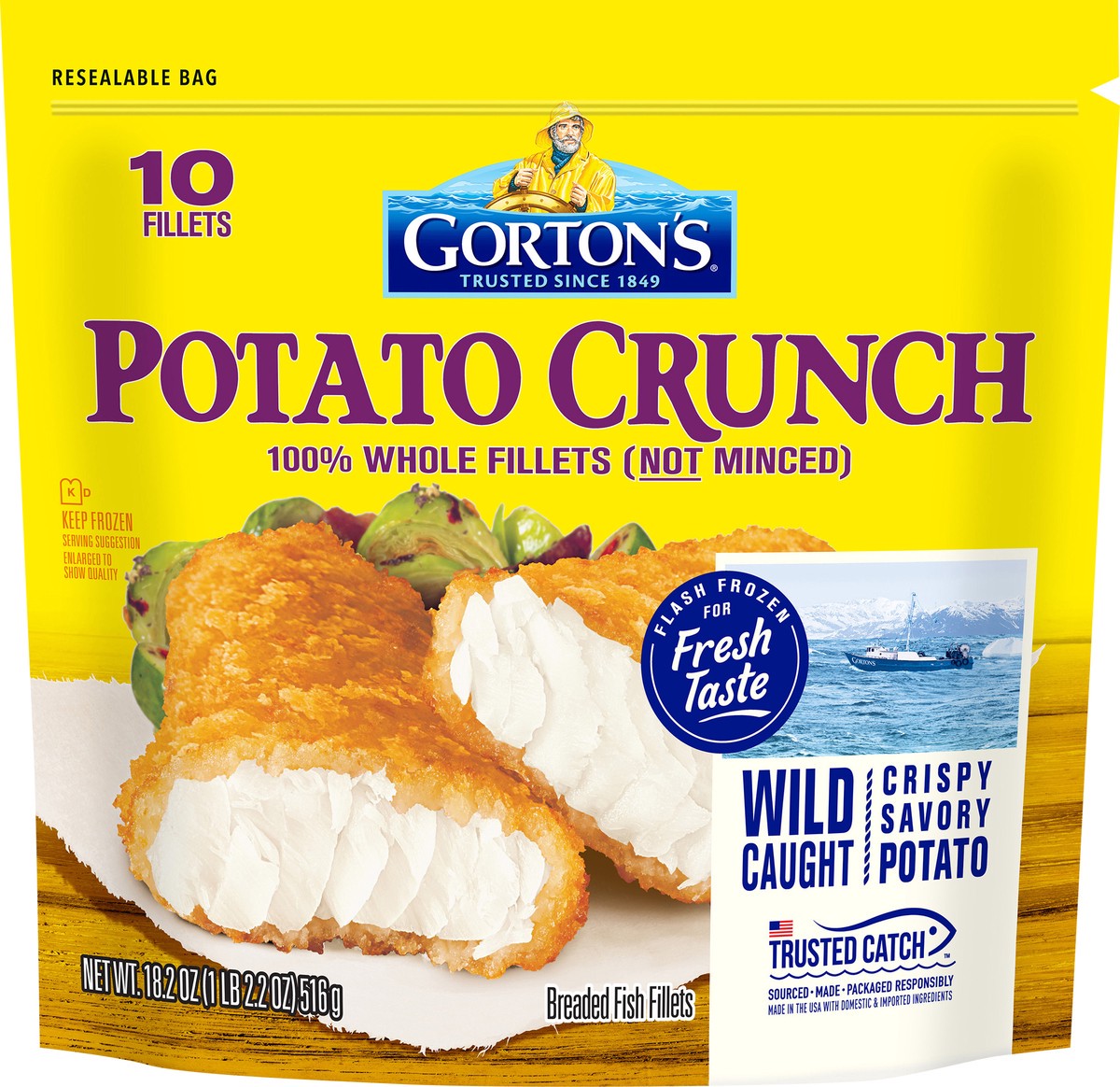 slide 2 of 8, Gorton's Potato Crunch Breaded Fish Fillets 10 ea, 10 ct