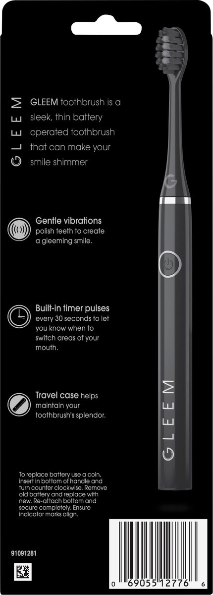 slide 2 of 3, GLEEM Electric Toothbrush, Black, 1 ct