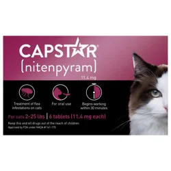 CAPSTAR (nitenpyram) Fast-Acting Oral Flea Treatment for Cats 6 Tablets