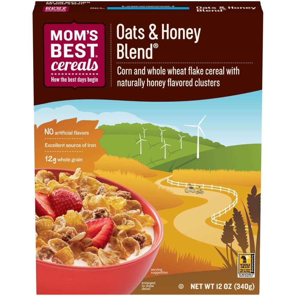 slide 1 of 8, Mom's Best Oats & Honey Blend Cereal, 12 oz