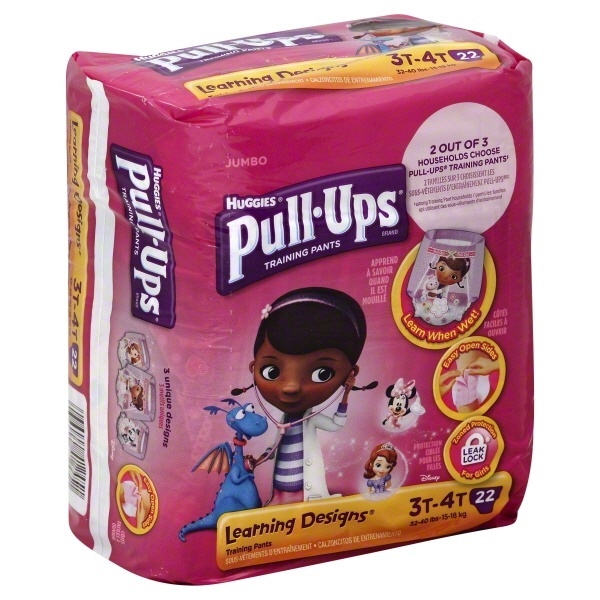slide 1 of 1, Huggies Pullups Learning Designs 3t4t Girls Training Pants, 22 ct