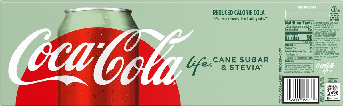 slide 3 of 10, Coca-Cola Life Fridge Pack Cola 12 ea, 12 ct