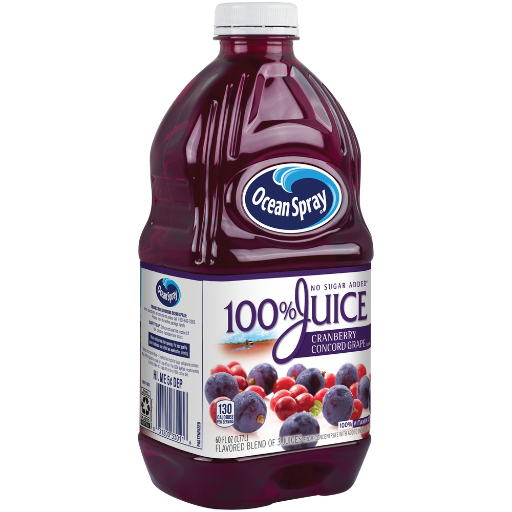 slide 2 of 5, Ocean Spray 100% Cranberry Concord Grape Juice, 60 fl oz