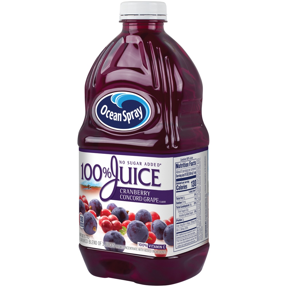 slide 3 of 5, Ocean Spray 100% Cranberry Concord Grape Juice, 60 fl oz