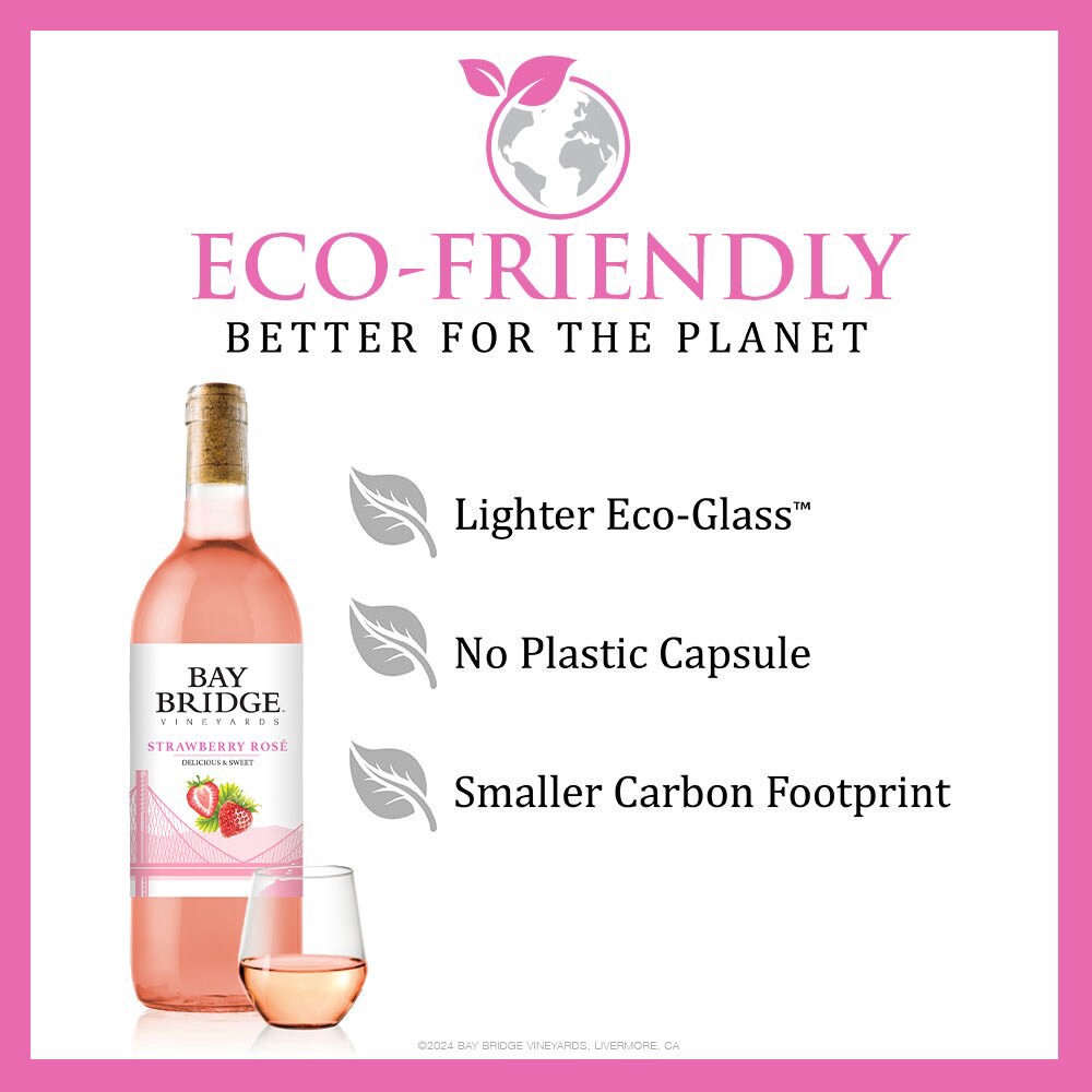 slide 5 of 5, Bay Bridge Vineyards Strawberry Rosé/Rose, Pink Wine, 750ml, 750 ml