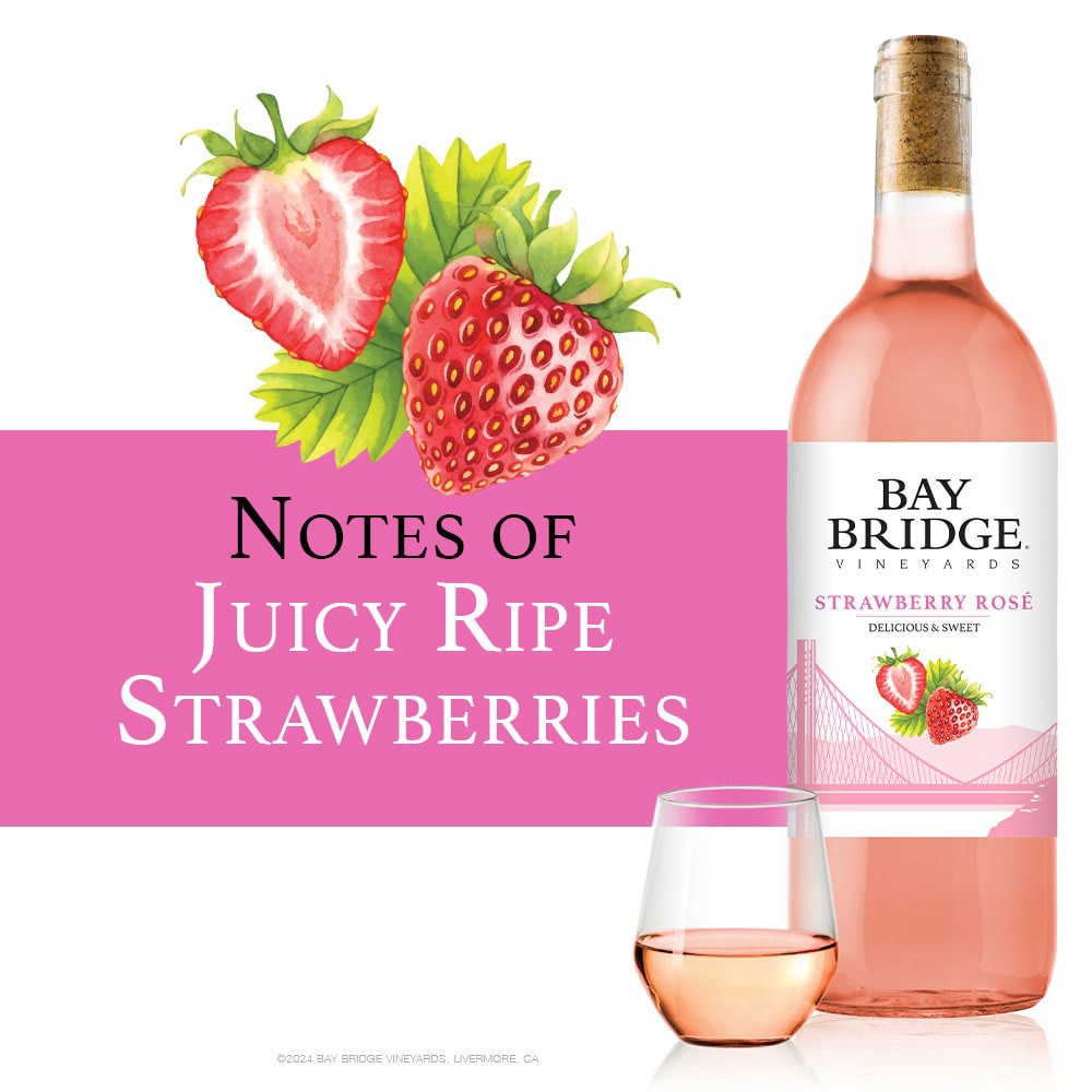 slide 3 of 5, Bay Bridge Vineyards Strawberry Rosé/Rose, Pink Wine, 750ml, 750 ml
