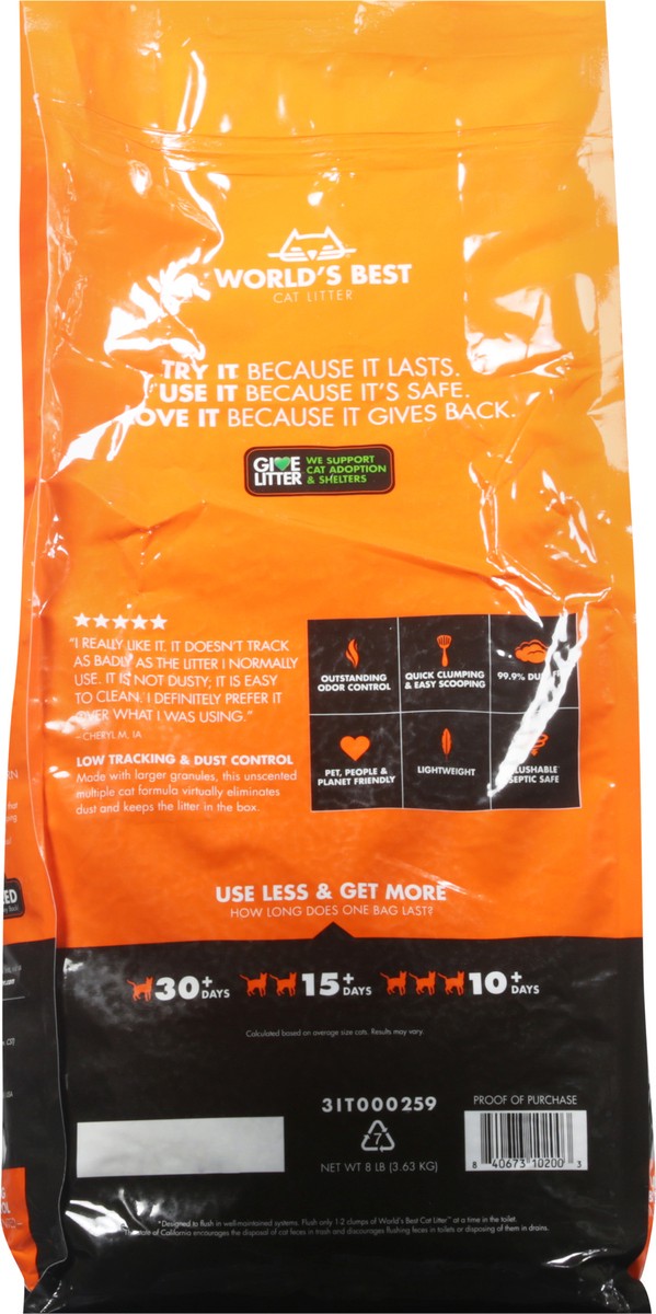 slide 7 of 11, World's Best Cat Litter Multiple Cat Unscented Cat Litter 8 lb, 8 lb