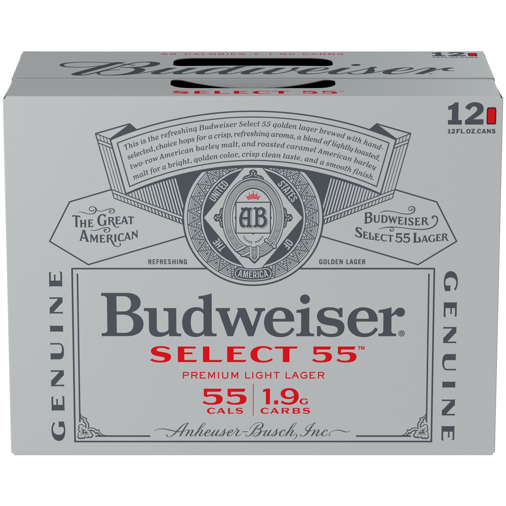 slide 1 of 3, Budweiser Select 55 Light Beer, 12 Pack 12 fl oz Cans, 2.4% ABV, 12 ct; 12 fl oz