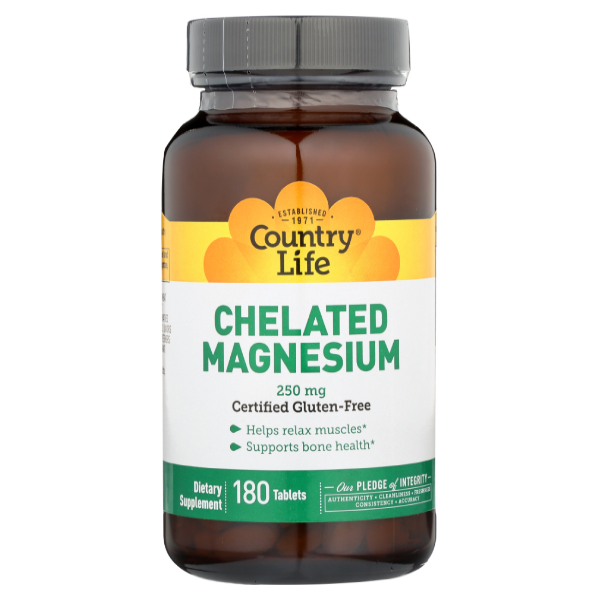 slide 1 of 1, Country Life Chelated Magnesium, 180 ct