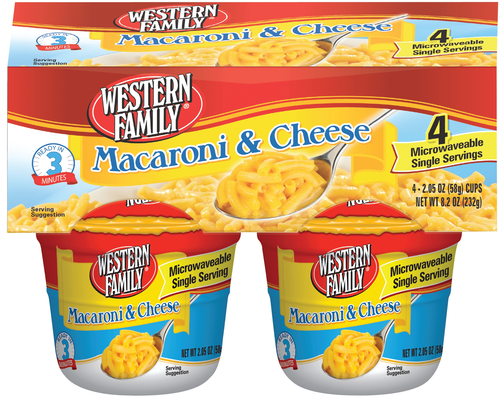 slide 1 of 1, Western Family Mac Cheese Microwave Cups, 4 ct