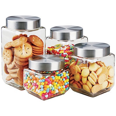 slide 1 of 1, Farberware 4 Piece Glass Canister Set, 1 ct
