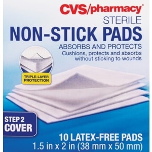slide 1 of 1, CVS Health Sterile Latex-Free Non-Stick Pads, 1.5in X 2in, 10 ct