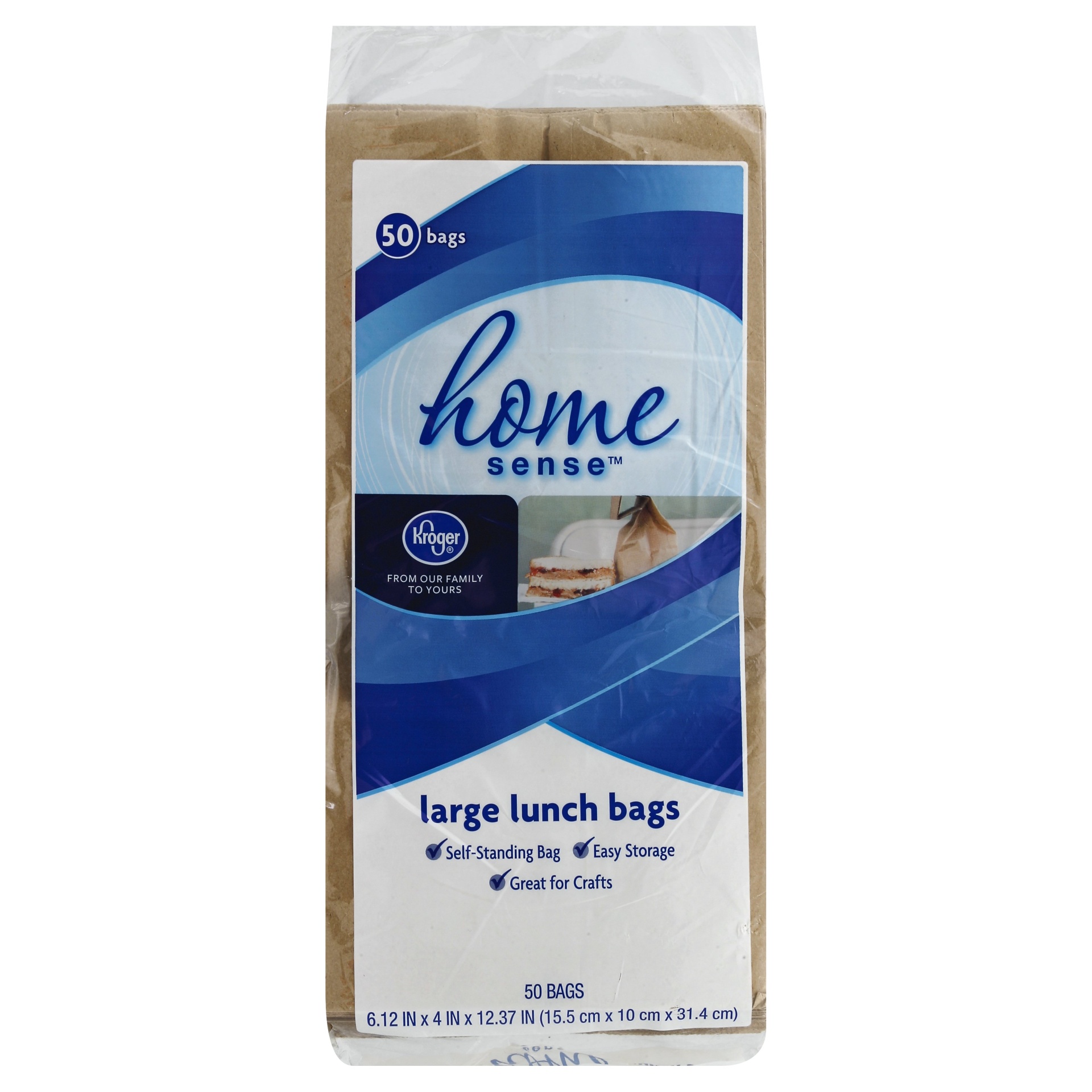 slide 1 of 1, Kroger Home Sense Giant Size Lunch Bags, 50 ct