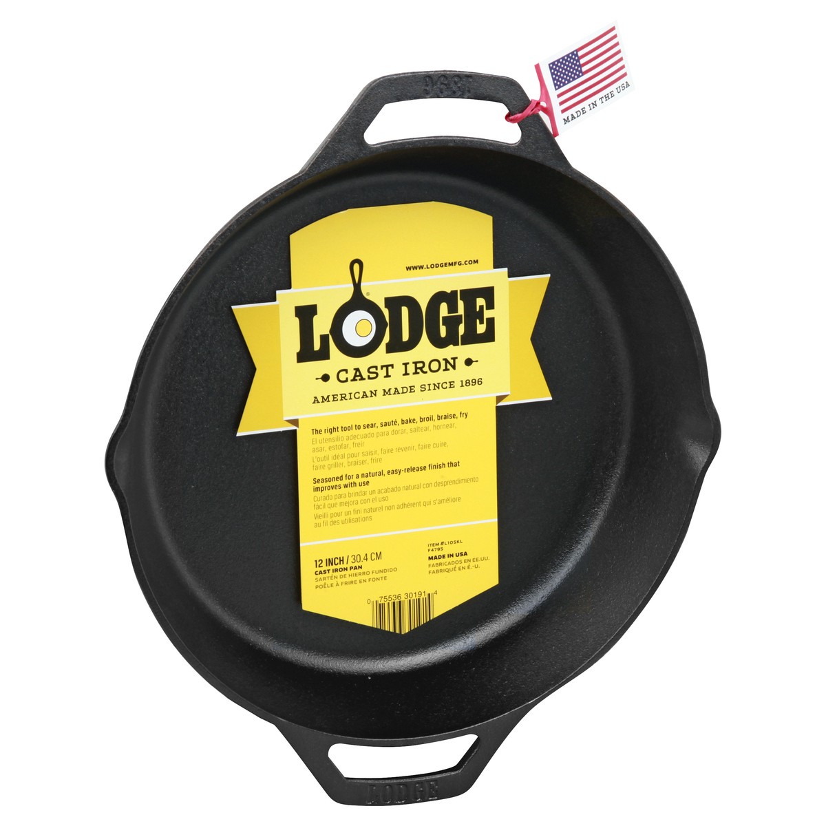 slide 8 of 9, Lodge Cast Iron Seasoned Dual Handle Pan 12 Inch 1 ea, 1 ct