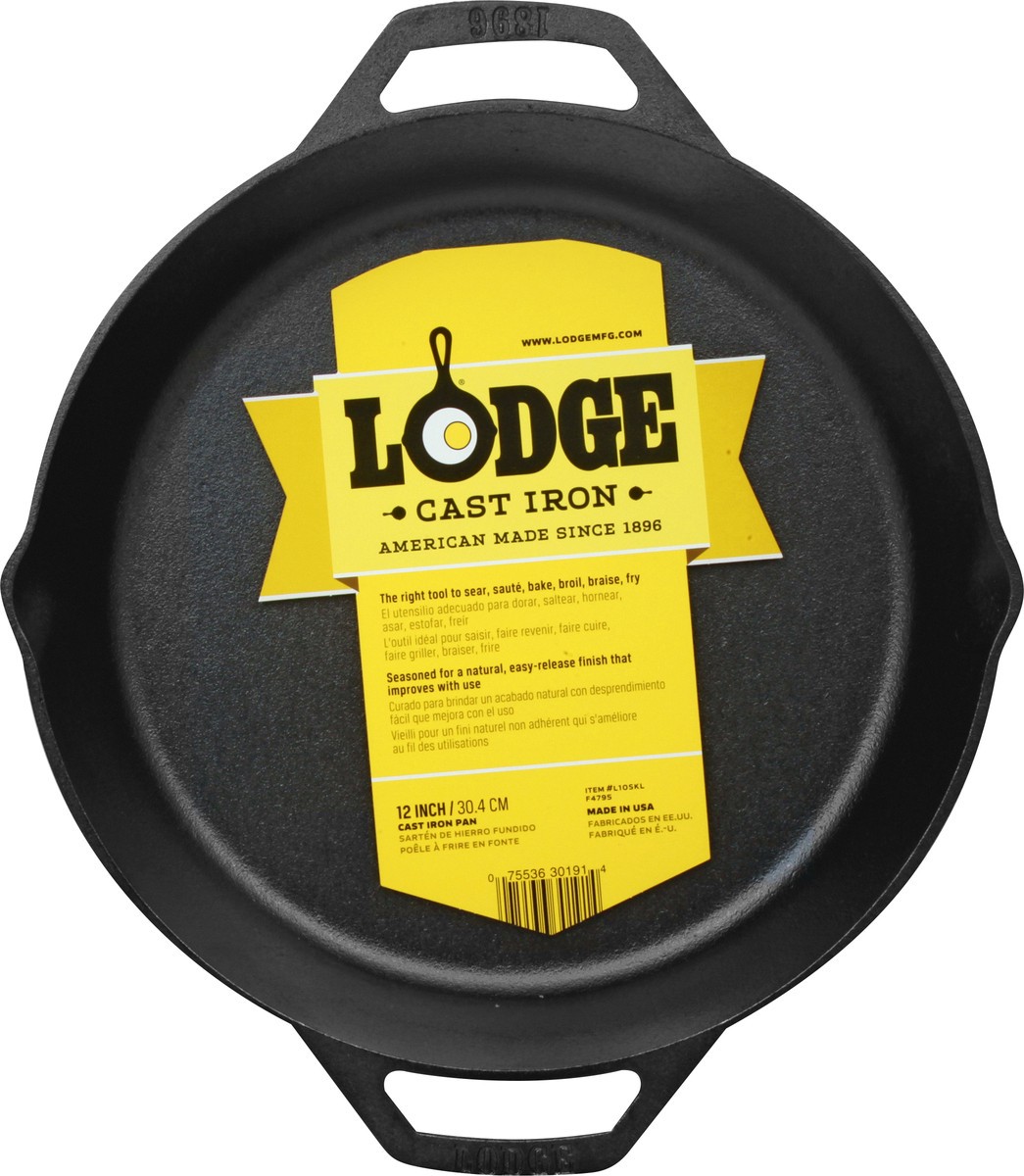 slide 2 of 9, Lodge Cast Iron Seasoned Dual Handle Pan 12 Inch 1 ea, 1 ct