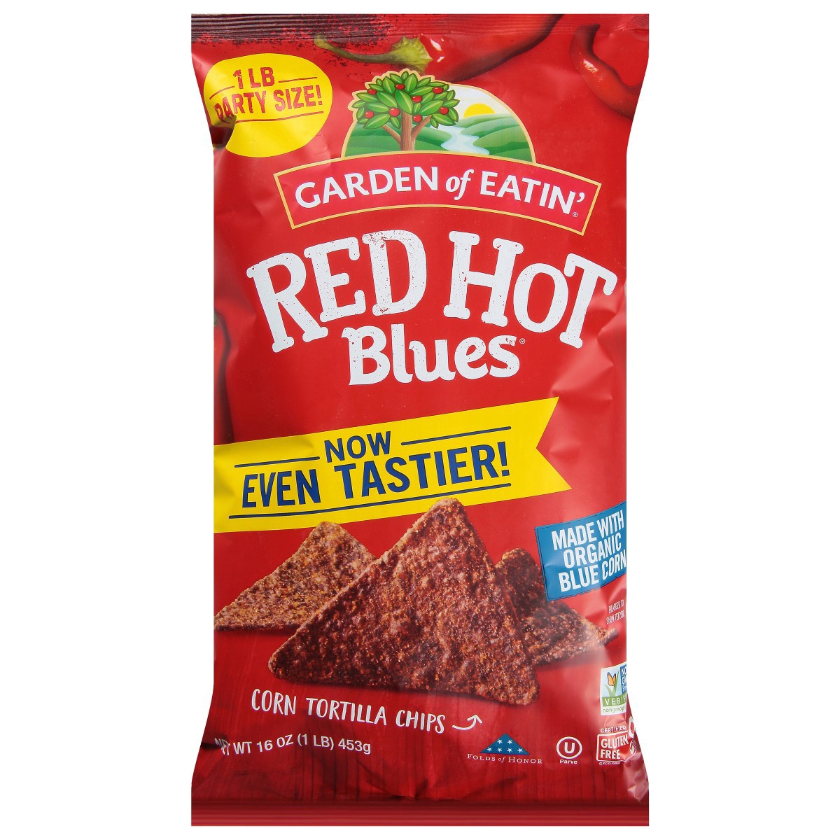 slide 1 of 5, Garden of Eatin'® corn tortilla chips, Red Hot Blues®, 16 oz