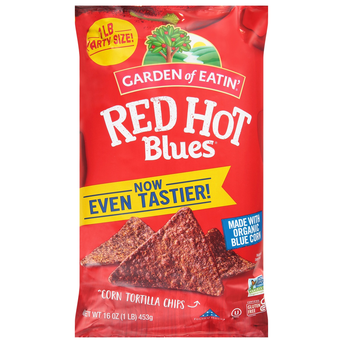 slide 1 of 1, Garden of Eatin'® corn tortilla chips, Red Hot Blues®, 16 oz
