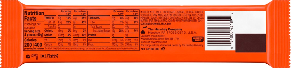 slide 2 of 3, REESE'S Creamy Milk Chocolate King Size, Individually Wrapped Peanut Butter Cups Pack, 2.8 oz, 2.8 oz