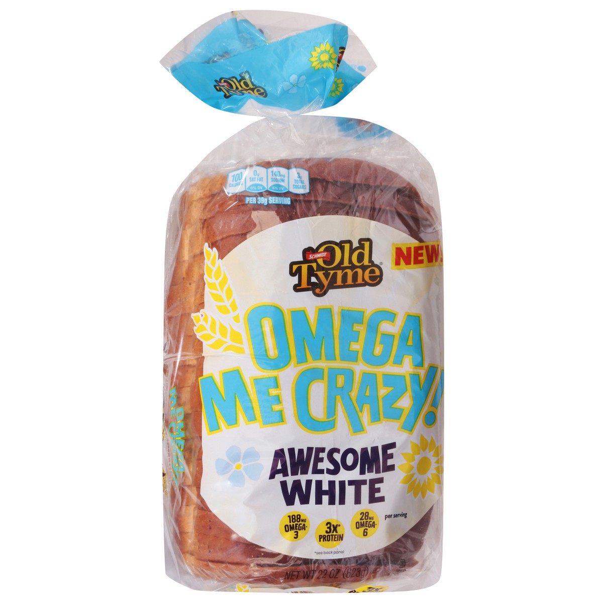 slide 4 of 9, Old Tyme Omega Me Crazy Awesome White Bread 22 oz, 22 oz