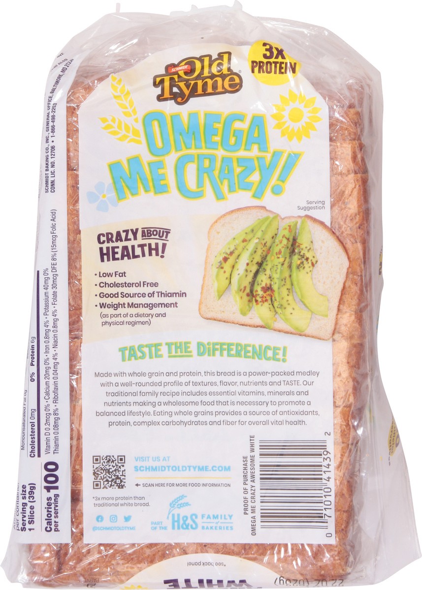 slide 3 of 9, Old Tyme Omega Me Crazy Awesome White Bread 22 oz, 22 oz