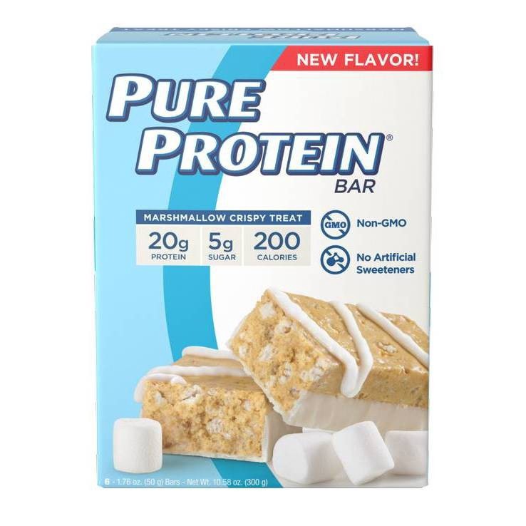 slide 1 of 5, Pure Protein Bar - Marshmallow Crispy Treat, 6 ct