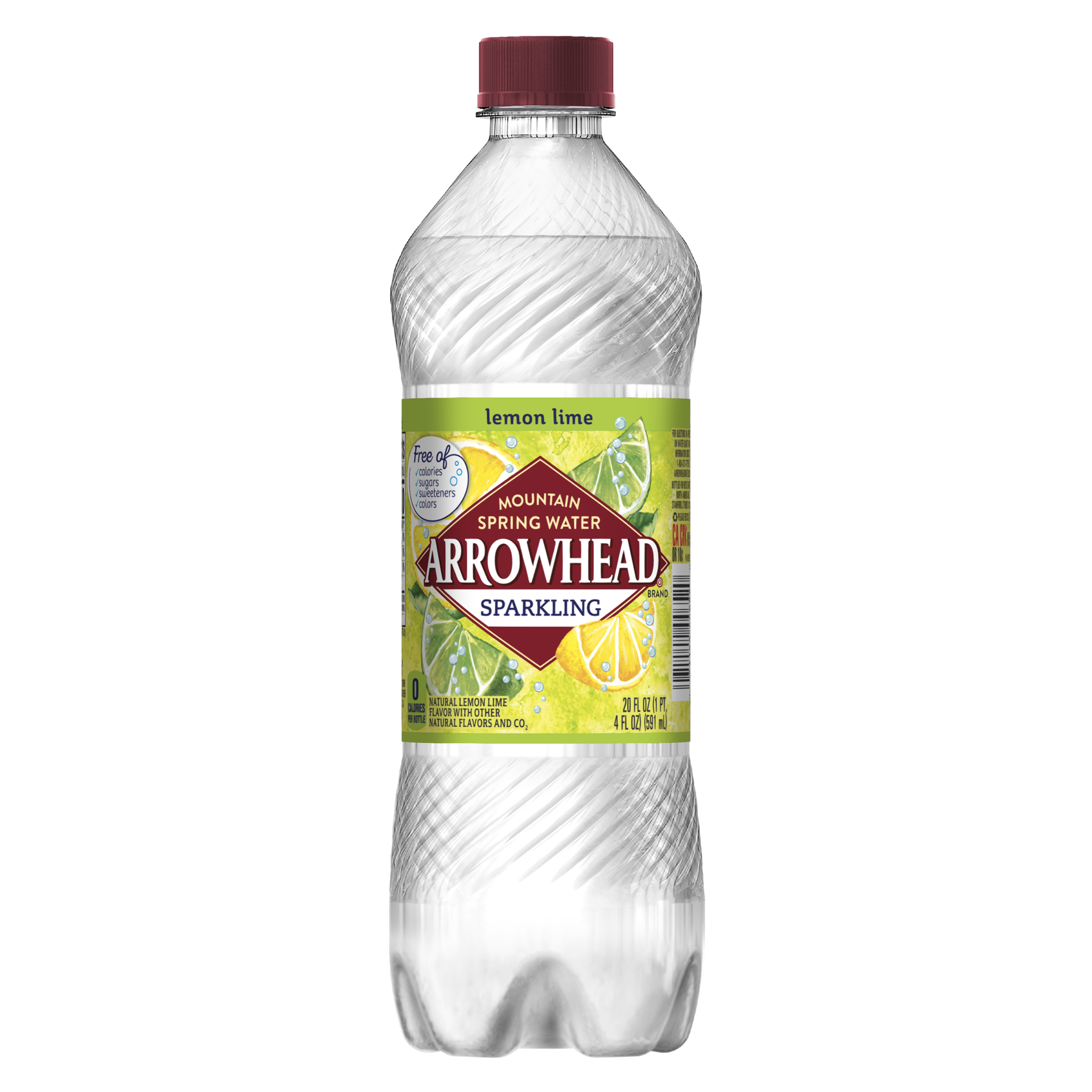 slide 1 of 3, Arrowhead Sparkling Water, Lemon Lime- 20 oz, 20 oz