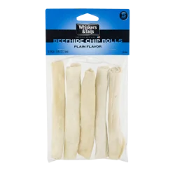 Whiskers & Tails Beefhide Chip Rolls - Plain Flavor