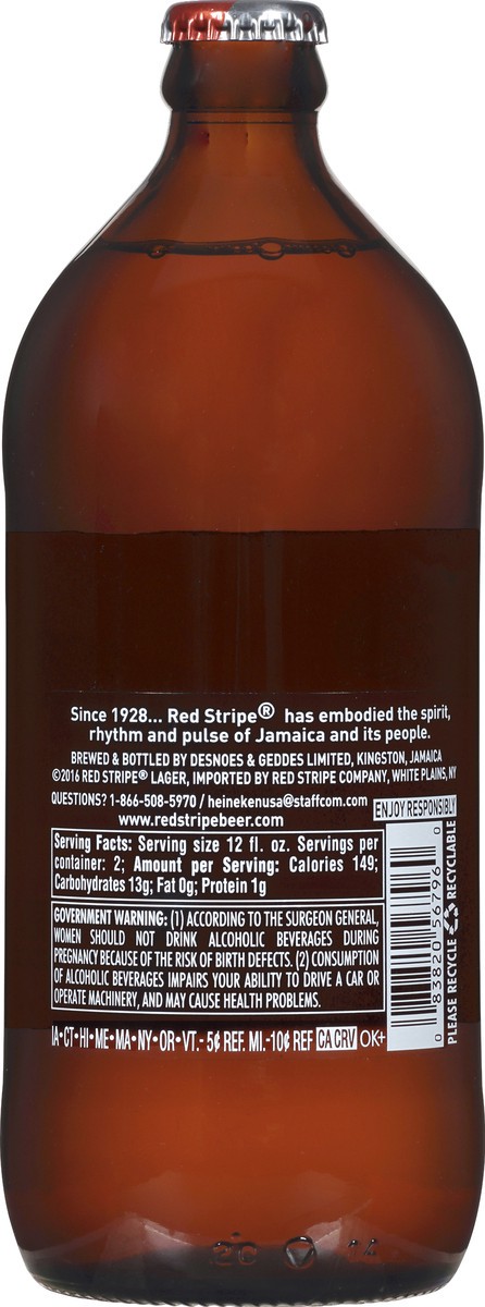 slide 5 of 10, Red Stripe Lager Beer, Single 24 fl oz Bottle, 24 oz