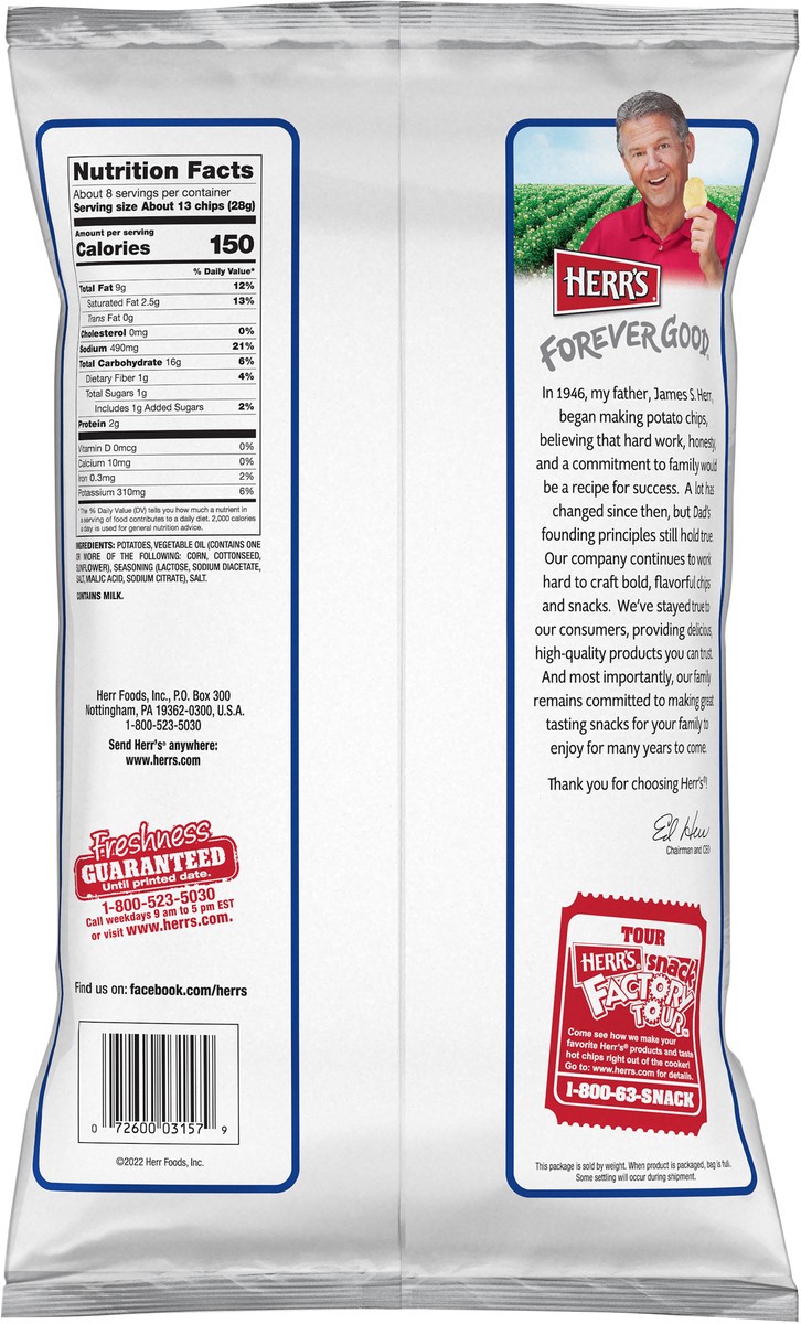 slide 4 of 7, Herr's Salt & Vinegar Potato Chips 7.75 oz, 7.75 oz