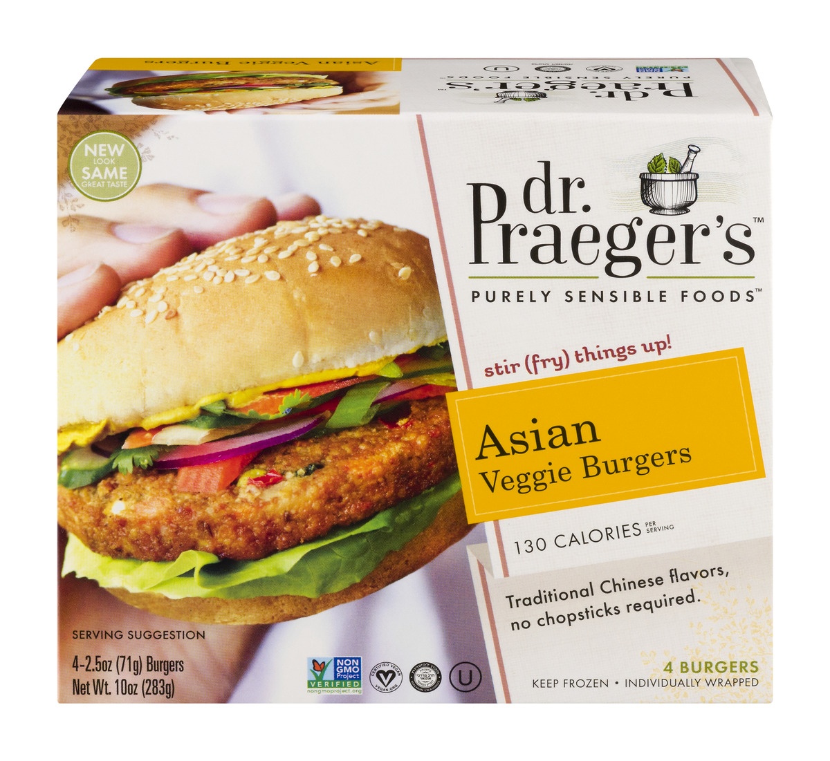 slide 1 of 1, Dr. Praeger's Asian Veggie Burger, 10 oz