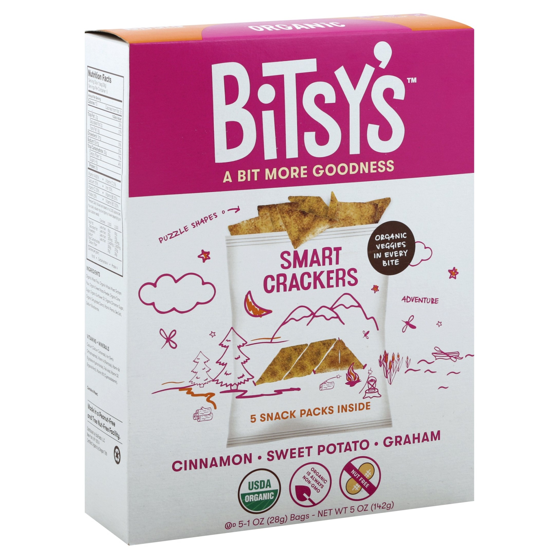 slide 1 of 1, Bitsy's Brainfood Sweet Potato Cinna-Graham Cracker, 5 oz