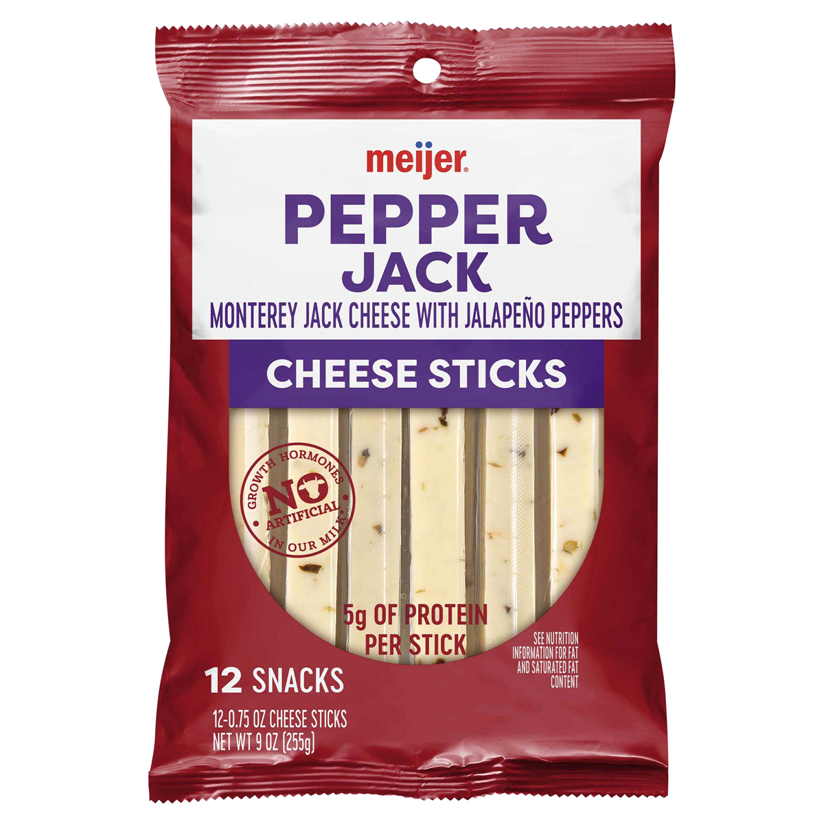 slide 1 of 2, Meijer Pepper Jack Cheese Sticks, 9 oz