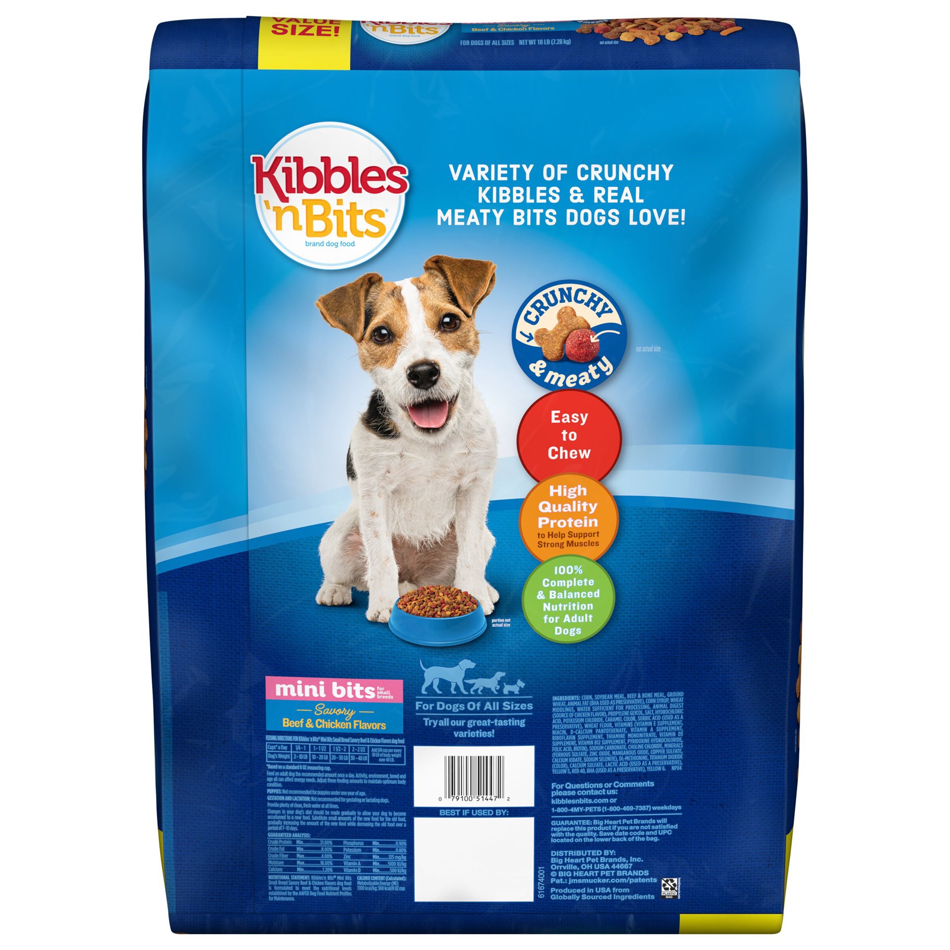 slide 7 of 7, Kibbles 'n Bits Kibbles ‘n Bits Mini Bits Small Breed Savory Beef & Chicken Flavors Dry Dog Food, 16 lb. Bag, 16 lb