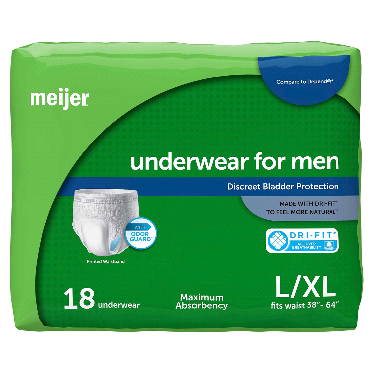 slide 1 of 1, Meijer Underwear for Men, Maximum Absorbency, Large/Extra Large, 16 ct
