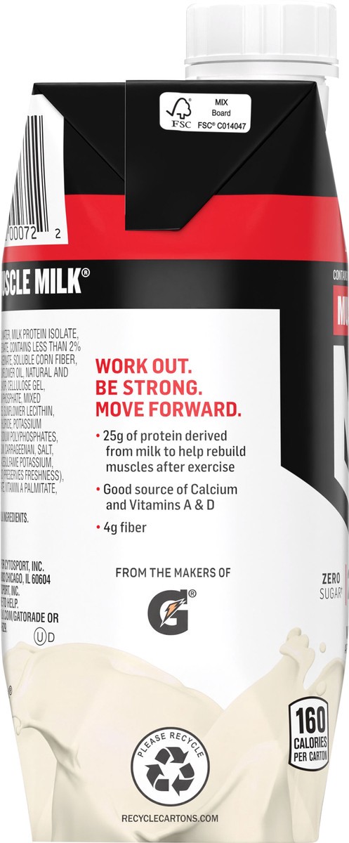 slide 5 of 7, Muscle Milk Genuine Non Dairy Protein Shake Vanilla Creme 11 Fl Oz, 11 fl oz
