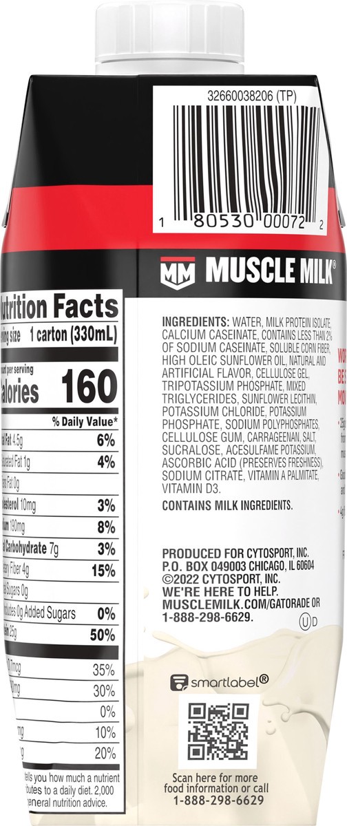 slide 7 of 7, Muscle Milk Genuine Non Dairy Protein Shake Vanilla Creme 11 Fl Oz, 11 fl oz