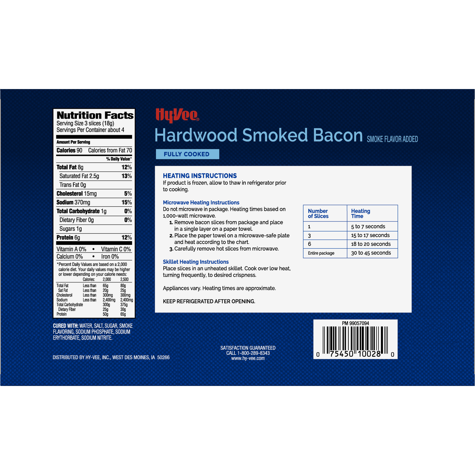 slide 3 of 5, HYVEE Fully Cooked Bacon, 71.44 g