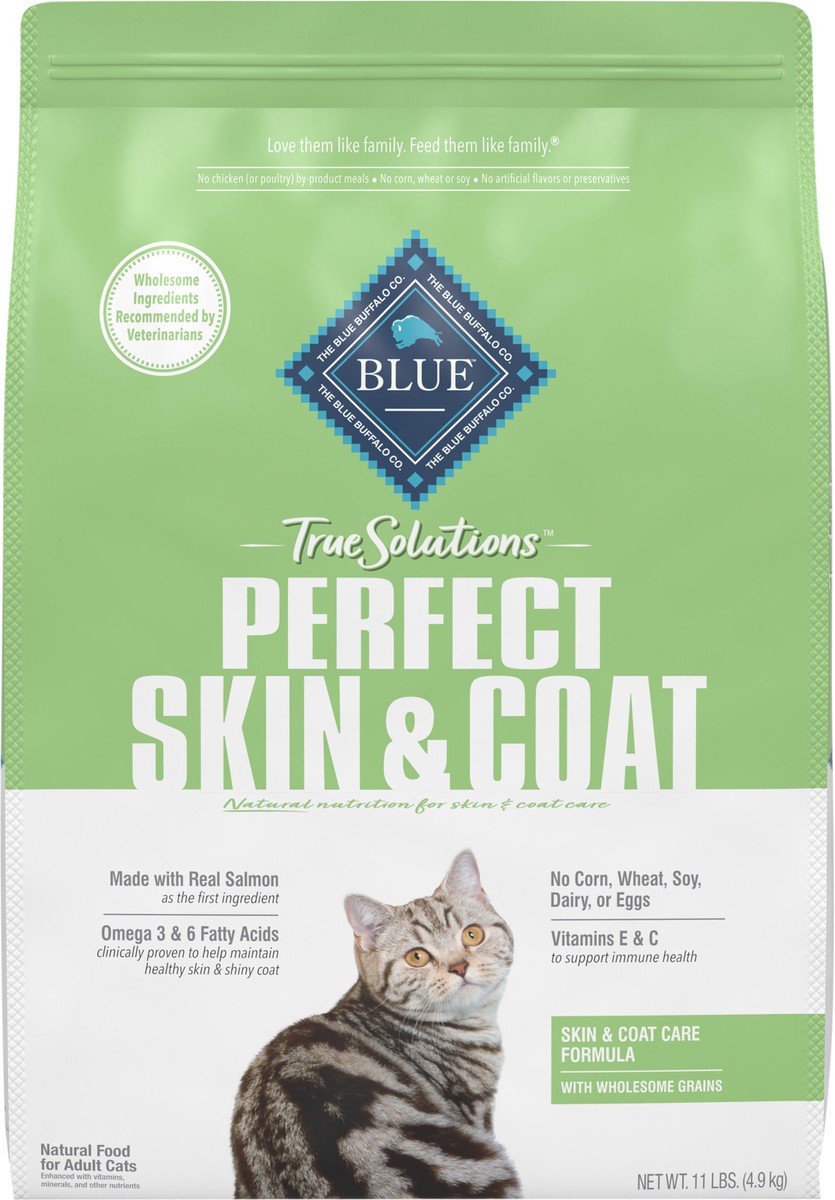 slide 3 of 7, BLUE Buffalo True Solutions Perfect Coat Skin & Coat Care Adult Cat, 11 lb