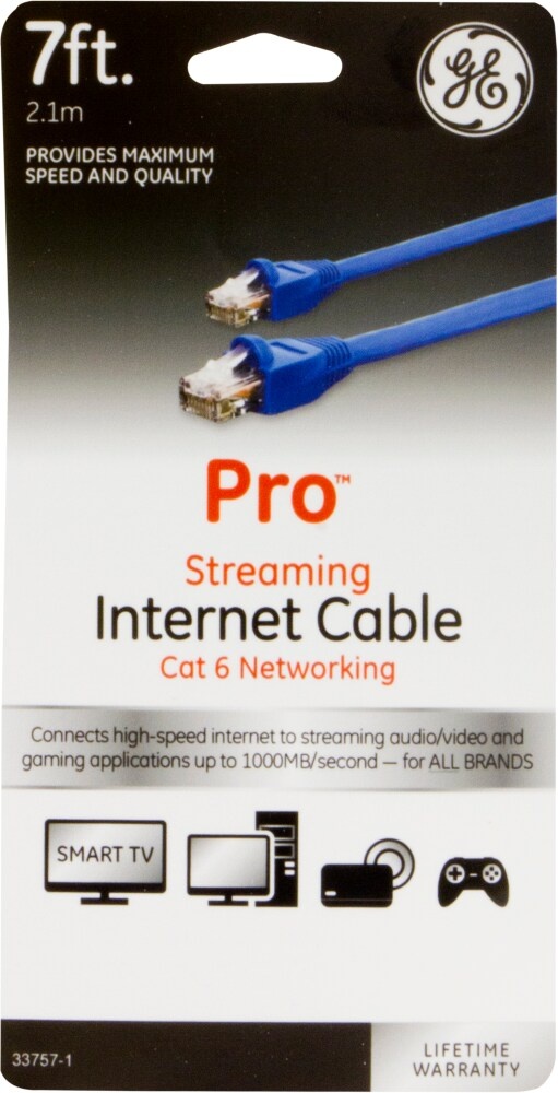 slide 1 of 1, Ge Pro Streaming Cat 6 Internet Cable - Blue, 7 ft