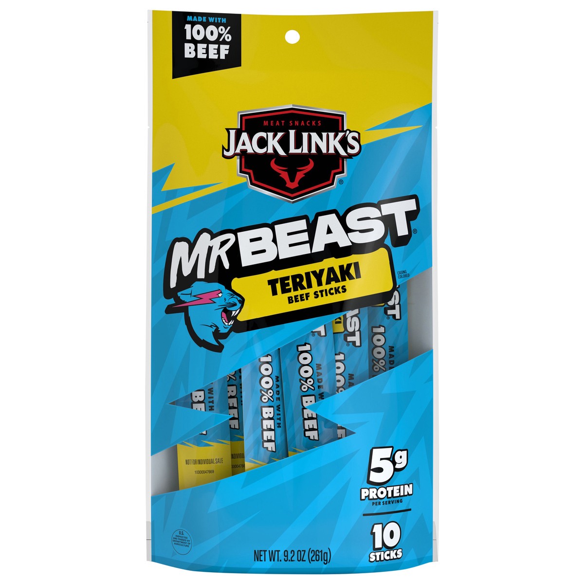 slide 1 of 7, Jack Link's x MrBeast Teriyaki Beef Sticks, 10 count 9.20 oz, 9.2 oz