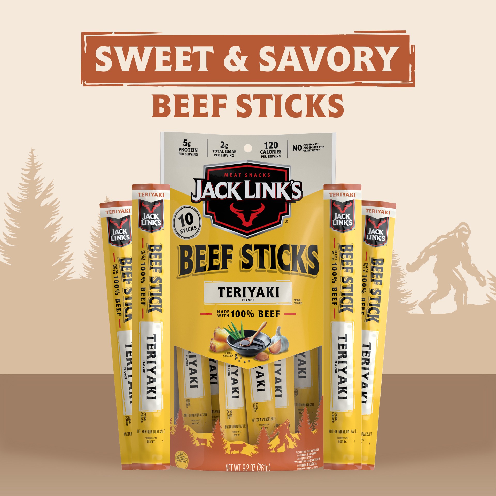 slide 4 of 7, Jack Link's Teriyaki Flavor Beef Sticks 10 Sticks, 10 ct