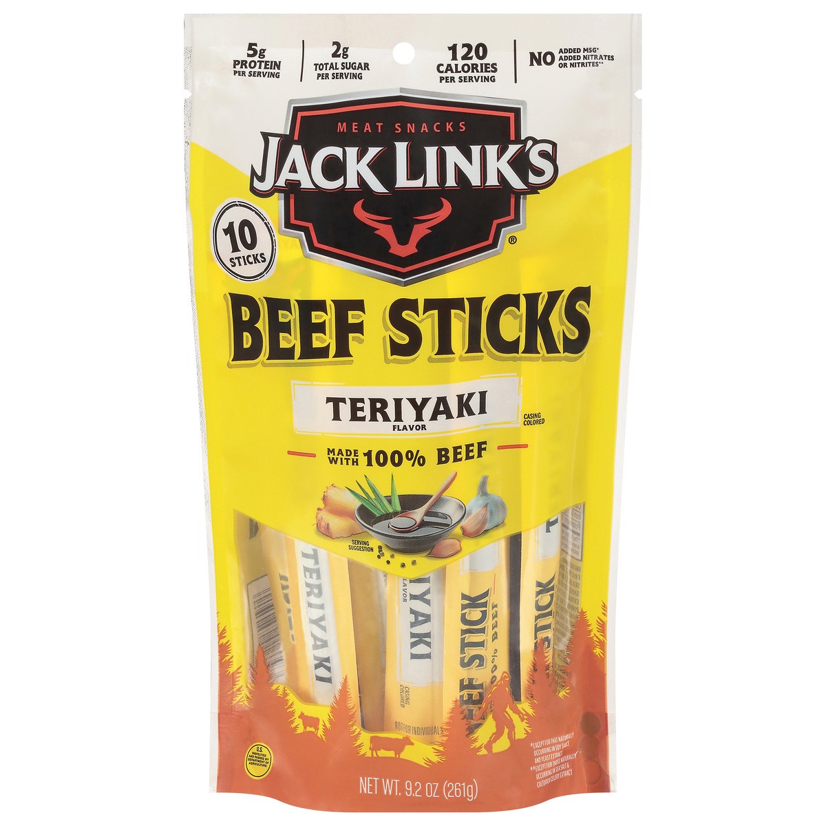 slide 1 of 7, Jack Link's Teriyaki Flavor Beef Sticks 10 Sticks, 10 ct